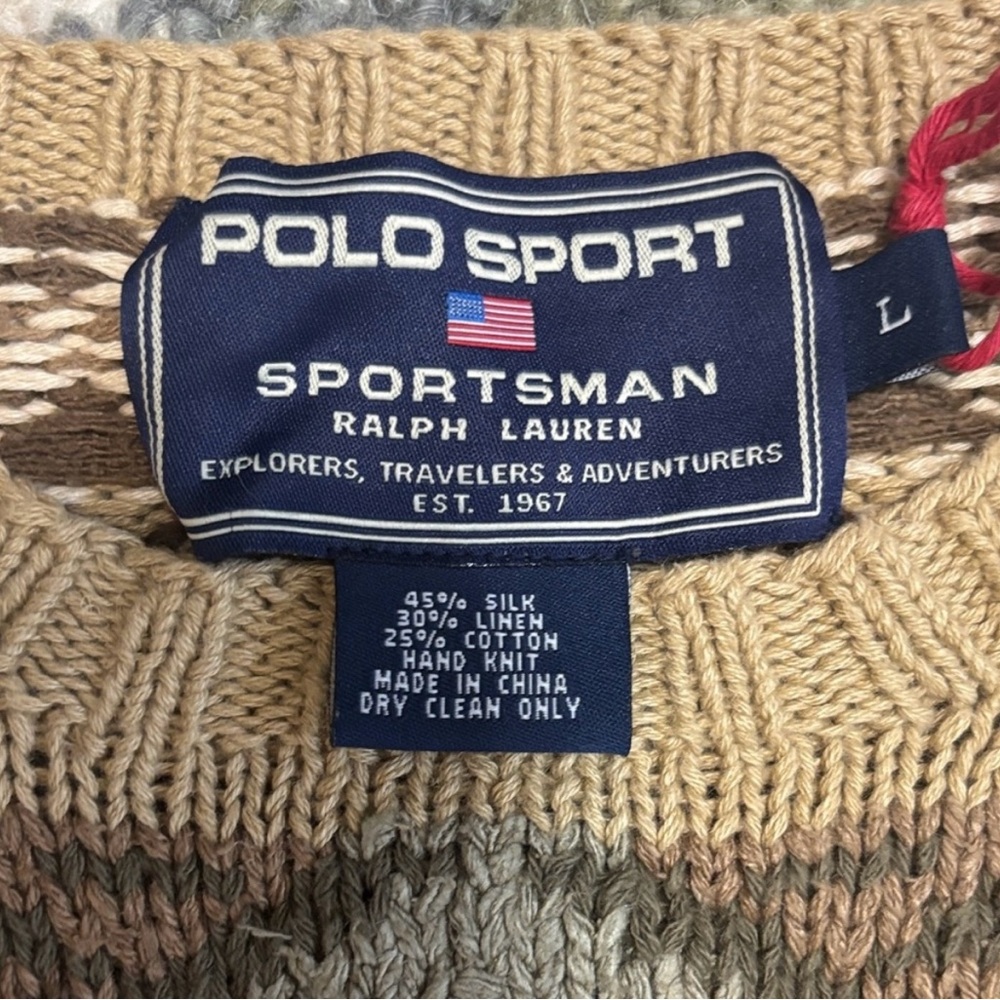 Polo Sport Ralph Lauren Vintage Patterned knit Sweater Silk linen cotton blend - Picture 10 of 16